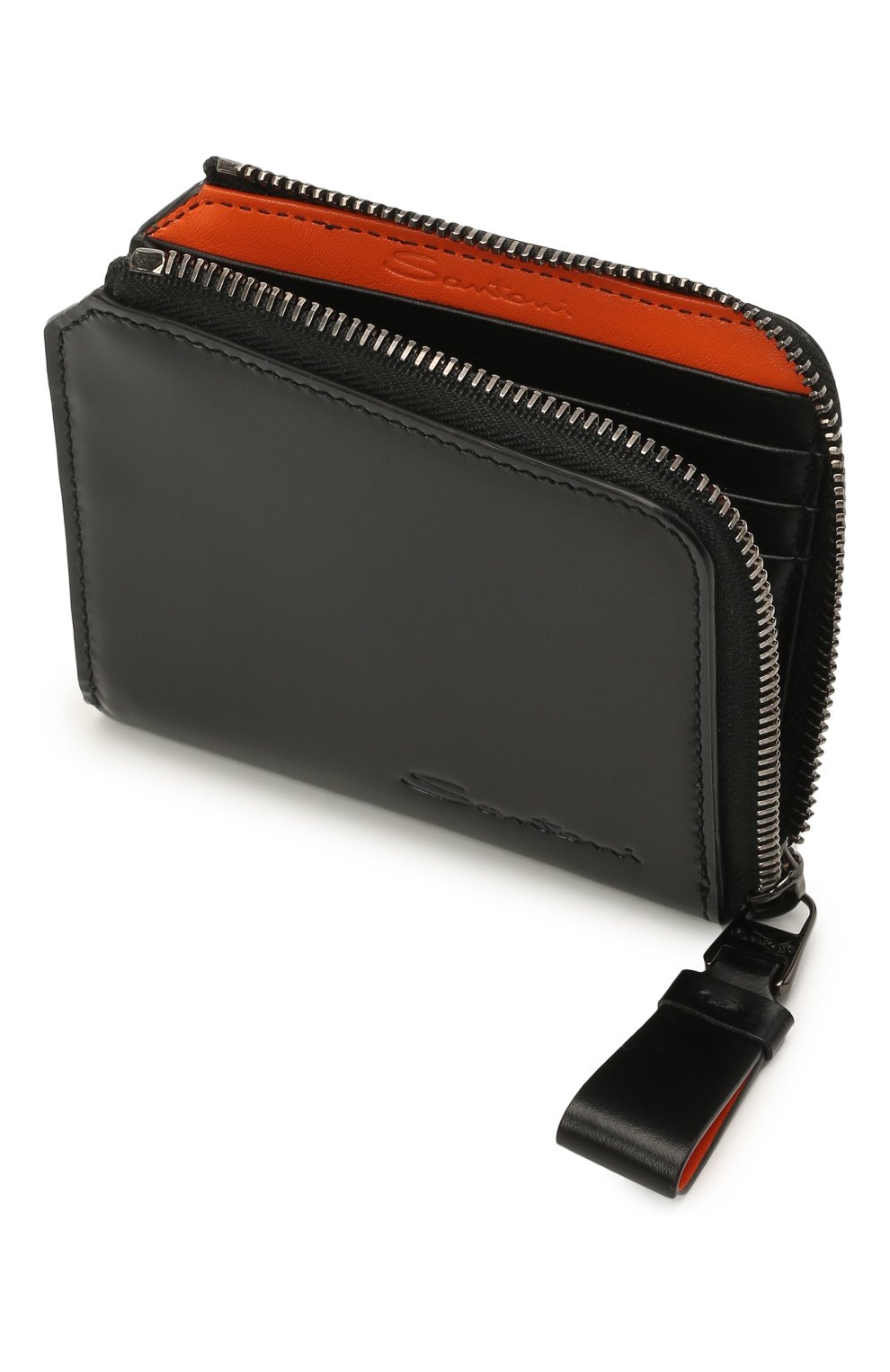 Мужской кожаный кошелек для монет SANTONI черного цвета, арт. UFPPA2123F0-GRT0N01 | Фото 3 (Материал: Натуральная кожа)