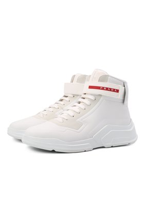Мужские кожаные кроссовки polarius 19 lr PRADA белого цвета по цене 85000 руб., арт. 4T3535-HEC-F0009 | Фото 1 Мужские кожаные кроссовки polarius 19 lr PRADA белого цвета, арт. 4T3535-HEC-F0009 | Фото 1 (Подошва: Массивная; Стили: Гранж)