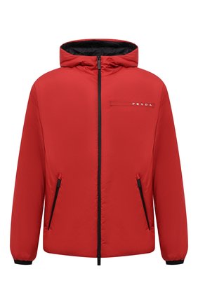 Мужская утепленная куртка PRADA красного цвета, арт. SGB296-1XYW-F0011-192 | Фото 1 (Длина (верхняя одежда): Короткие; Рукава: Длинные; Материал внешний: Синтетический материал; Кросс-КТ: Куртка; Стили: Кэжуэл; Мужское Кросс-КТ: утепленные куртки)