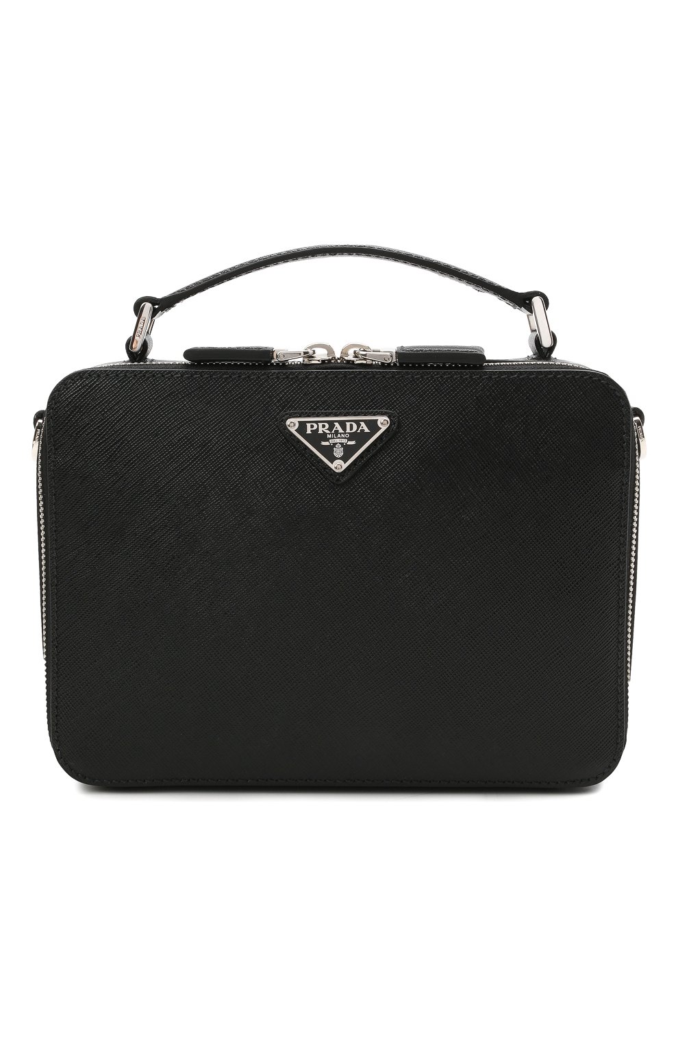 Мужская кожаная сумка brique PRADA черного цвета, арт. 2VH069-9Z2-F0002-YMI | Фото 1