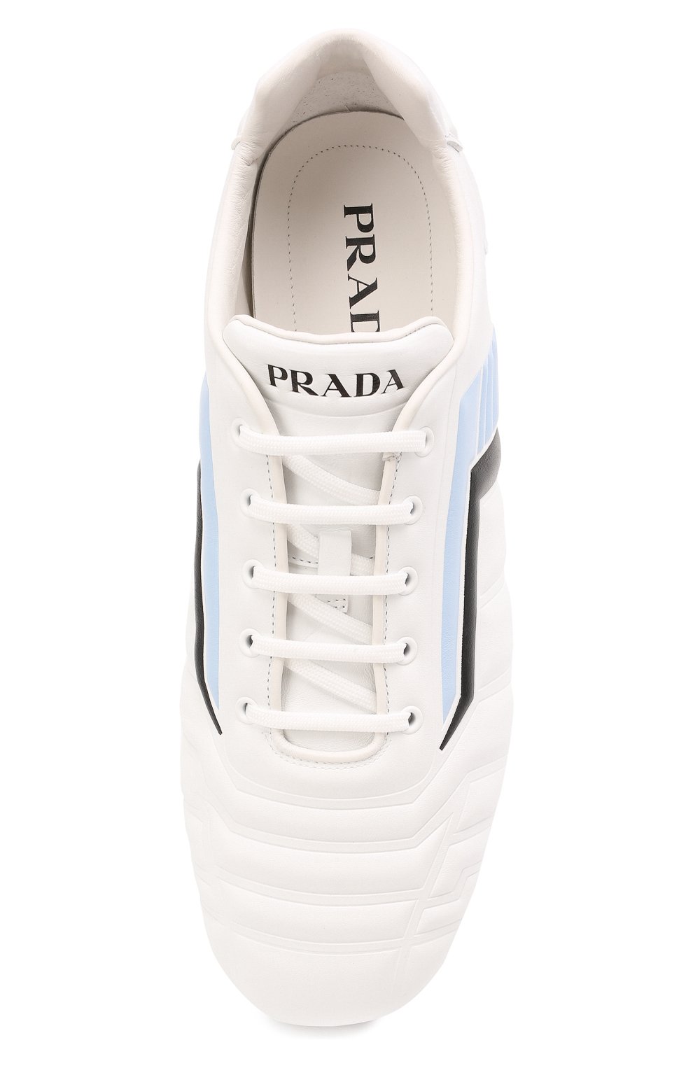 Мужские кожаные кроссовки rev PRADA белого цвета, арт. 2EG325-A21-F0AZ1 | Фото 5 (Материал внешний: Кожа; Материал утеплителя: Без утеплителя; Подошва: Плоская; Стили: Спорт)