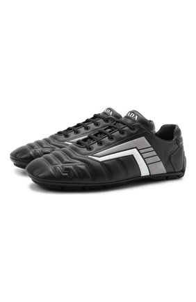 Мужские кожаные кроссовки rev PRADA черного цвета, арт. 2EG325-A21-F0700 | Фото 1 (Подошва: Плоская; Стили: Спорт; Материал внешний: Кожа; Материал утеплителя: Без утеплителя)