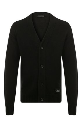 Мужской кашемировый кардиган PRADA черного цвета по цене 165000 руб., арт. UMG053-1KVZ-F0002-211 | Фото 1 Мужской кашемировый кардиган PRADA черного цвета, арт. UMG053-1KVZ-F0002-211 | Фото 1