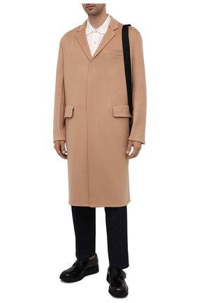 Мужской кашемировое пальто PRADA бежевого цвета, арт. UC465X-1YE6-F0040-211 | Фото 2 (Длина (верхняя одежда): До колена; Материал внешний: Шерсть, Кашемир; Рукава: Длинные; Мужское Кросс-КТ: пальто-верхняя одежда; Стили: Классический)