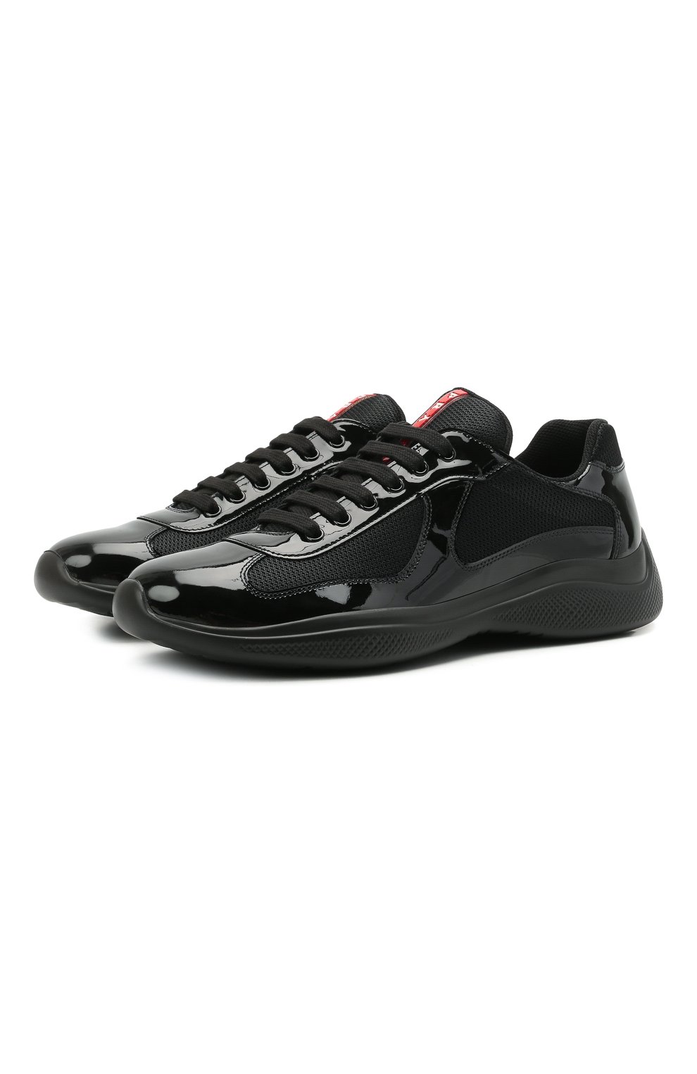 Мужские комбинированные кроссовки PRADA черного цвета, арт. 4E3400-ASZ-F0002 | Фото 1 (Материал внешний: Текстиль; Стили: Классический; Материал утеплителя: Без утеплителя; Подошва: Массивная)