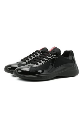 Мужские комбинированные кроссовки PRADA черного цвета, арт. 4E3400-ASZ-F0002 | Фото 1 (Подошва: Массивная; Материал внешний: Текстиль; Стили: Классический; Материал утеплителя: Без утеплителя)