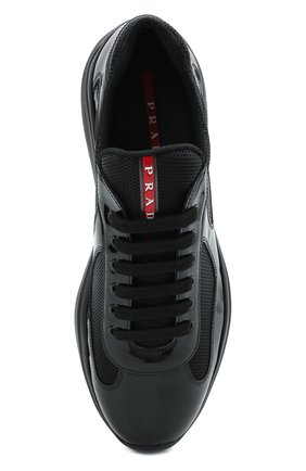 Мужские комбинированные кроссовки PRADA черного цвета, арт. 4E3400-ASZ-F0002 | Фото 5 (Материал внешний: Текстиль; Стили: Классический; Материал утеплителя: Без утеплителя; Подошва: Массивная)