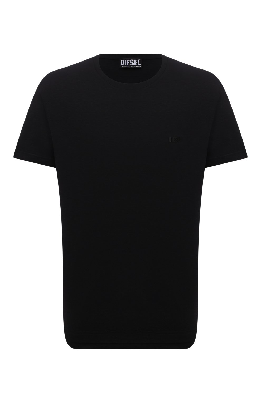 Мужская хлопковая футболка DIESEL черного цвета, арт. A02755/0WBBH | Фото 1 (Принт: Без принта; Рукава: Короткие; Длина (для топов): Стандартные; Материал внешний: Хлопок)
