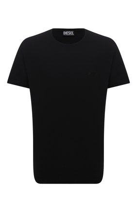 Мужская хлопковая футболка DIESEL черного цвета, арт. A02755/0WBBH | Фото 1 (Длина (для топов): Стандартные; Материал внешний: Хлопок; Принт: Без принта; Рукава: Короткие)