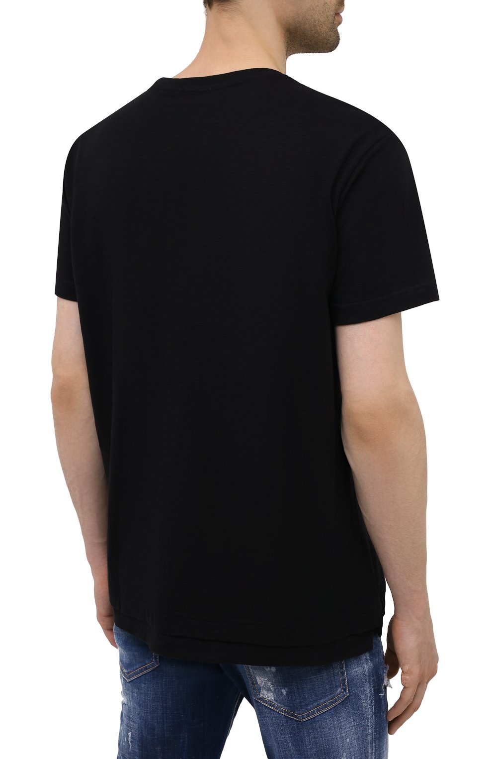 Мужская хлопковая футболка DIESEL черного цвета, арт. A02755/0WBBH | Фото 4 (Принт: Без принта; Рукава: Короткие; Длина (для топов): Стандартные; Материал внешний: Хлопок)