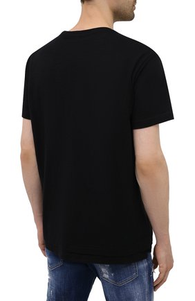Мужская хлопковая футболка DIESEL черного цвета, арт. A02755/0WBBH | Фото 4 (Принт: Без принта; Рукава: Короткие; Длина (для топов): Стандартные; Материал внешний: Хлопок)
