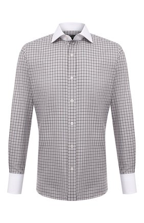 Мужская хлопковая сорочка TOM FORD коричневого цвета по цене 56300 руб., арт. 2FT303/94SWAX | Фото 1 Мужская хлопковая сорочка TOM FORD коричневого цвета, арт. 2FT303/94SWAX | Фото 1 (Длина (для топов): Стандартные; Материал внешний: Хлопок; Случай: Формальный; Рукава: Длинные; Стили: Классический; Принт: Клетка; Манжеты: На пуговицах; Воротник: Акула)