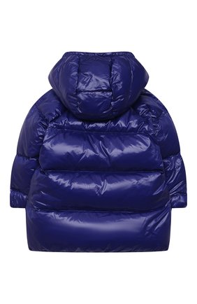 Детского пуховое пальто EMPORIO ARMANI синего цвета по цене 20550 руб., арт. 6KEL08/1NWPZ | Фото 2 Детского пуховое пальто EMPORIO ARMANI синего цвета, арт. 6KEL08/1NWPZ | Фото 2
