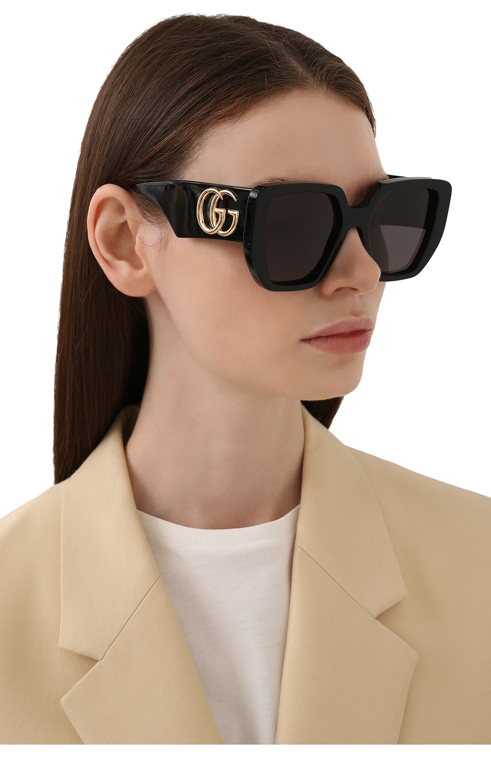 Женские солнцезащитные очки GUCCI черного цвета по цене 33900 руб., арт. GG0956S 003 | Фото 2 Женские солнцезащитные очки GUCCI черного цвета, арт. GG0956S 003 | Фото 2