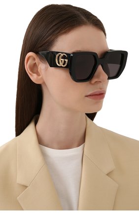 Женские солнцезащитные очки GUCCI черного цвета по цене 33900 руб., арт. GG0956S 003 | Фото 2 Женские солнцезащитные очки GUCCI черного цвета, арт. GG0956S 003 | Фото 2
