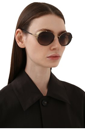 Женские солнцезащитные очки GIORGIO ARMANI черного цвета, арт. 6112JM-300213 | Фото 2 (Тип очков: С/з; Очки форма: Креативные, Круглые; Оптика Гендер: оптика-унисекс)
