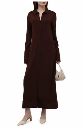 Женское платье из вискозы JIL SANDER темно-коричневого цвета по цене 105500 руб., арт. JSWS710301-WS397908 | Фото 2 Женское платье из вискозы JIL SANDER темно-коричневого цвета, арт. JSWS710301-WS397908 | Фото 2 (Рукава: Длинные; Длина Ж (юбки, платья, шорты): Макси; Материал внешний: Вискоза; Стили: Минимализм; Случай: Повседневный; Кросс-КТ: Трикотаж)