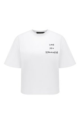 Женская хлопковая футболка DSQUARED2 белого цвета по цене 26050 руб., арт. S75GD0225/S22427 | Фото 1 Женская хлопковая футболка DSQUARED2 белого цвета, арт. S75GD0225/S22427 | Фото 1