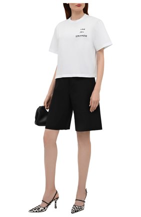 Женская хлопковая футболка DSQUARED2 белого цвета, арт. S75GD0225/S22427 | Фото 2 (Материал внешний: Хлопок; Длина (для топов): Стандартные; Стили: Спорт-шик; Рукава: Короткие; Женское Кросс-КТ: Футболка-одежда; Принт: С принтом)