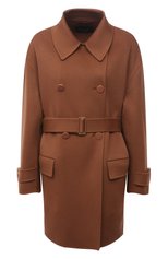 Женское кашемировое пальто LORO PIANA коричневого цвета, арт. FAL7572 | Фото 1 (Материал внешний: Шерсть, Кашемир; Рукава: Длинные; Длина (верхняя одежда): До середины бедра; 1-2-бортные: Двубортные; Стили: Кэжуэл)