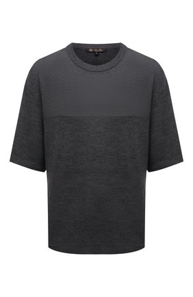 Женская шерстяная футболка LORO PIANA темно-серого цвета по цене 92950 руб., арт. FAL6878 | Фото 1 Женская шерстяная футболка LORO PIANA темно-серого цвета, арт. FAL6878 | Фото 1 (Рукава: Короткие; Материал внешний: Шерсть; Длина (для топов): Стандартные; Стили: Кэжуэл; Принт: Без принта; Женское Кросс-КТ: Футболка-одежда)