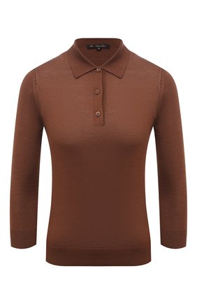 Женское поло из кашемира и шелка LORO PIANA коричневого цвета по цене 99200 руб., арт. FAL9275 | Фото 1 Женское поло из кашемира и шелка LORO PIANA коричневого цвета, арт. FAL9275 | Фото 1 (Материал внешний: Шерсть, Шелк, Кашемир; Стили: Кэжуэл; Кросс-КТ: Трикотаж; Рукава: 3/4; Длина (для топов): Стандартные)
