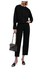 Женская джинсовая куртка 7 FOR ALL MANKIND черного цвета, арт. JSK4B340FA | Фото 2 (Кросс-КТ: Куртка, Деним; Рукава: Длинные; Стили: Гранж; Материал внешний: Хлопок; Длина (верхняя одежда): Короткие)