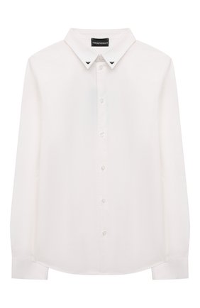 Детская хлопковая рубашка EMPORIO ARMANI белого цвета по цене 9935 руб., арт. 6K4CJ1/1NZYZ | Фото 1 Детская хлопковая рубашка EMPORIO ARMANI белого цвета, арт. 6K4CJ1/1NZYZ | Фото 1