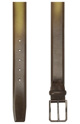 Мужской кожаный ремень SANTONI темно-зеленого цвета, арт. CM35VS003B91GFULV46 | Фото 2 (Случай: Формальный; Материал: Натуральная кожа)
