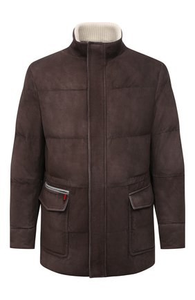 Мужская замшевая куртка KITON коричневого цвета, арт. UW1015V0380A | Фото 1 (Материал подклада: Купро; Рукава: Длинные; Кросс-КТ: Куртка; Стили: Кэжуэл; Длина (верхняя одежда): До середины бедра; Материал внешний: Замша, Натуральная кожа; Мужское Кросс-КТ: утепленные куртки)