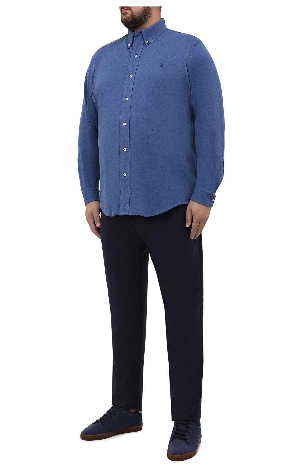 Мужские шерстяные брюки MARCO PESCAROLO темно-синего цвета, арт. CHIAIAM/ZIP+SFILA/4414 | Фото 2 (Big sizes: Big Sizes; Материал внешний: Шерсть; Длина (брюки, джинсы): Стандартные; Случай: Повседневный; Стили: Кэжуэл)