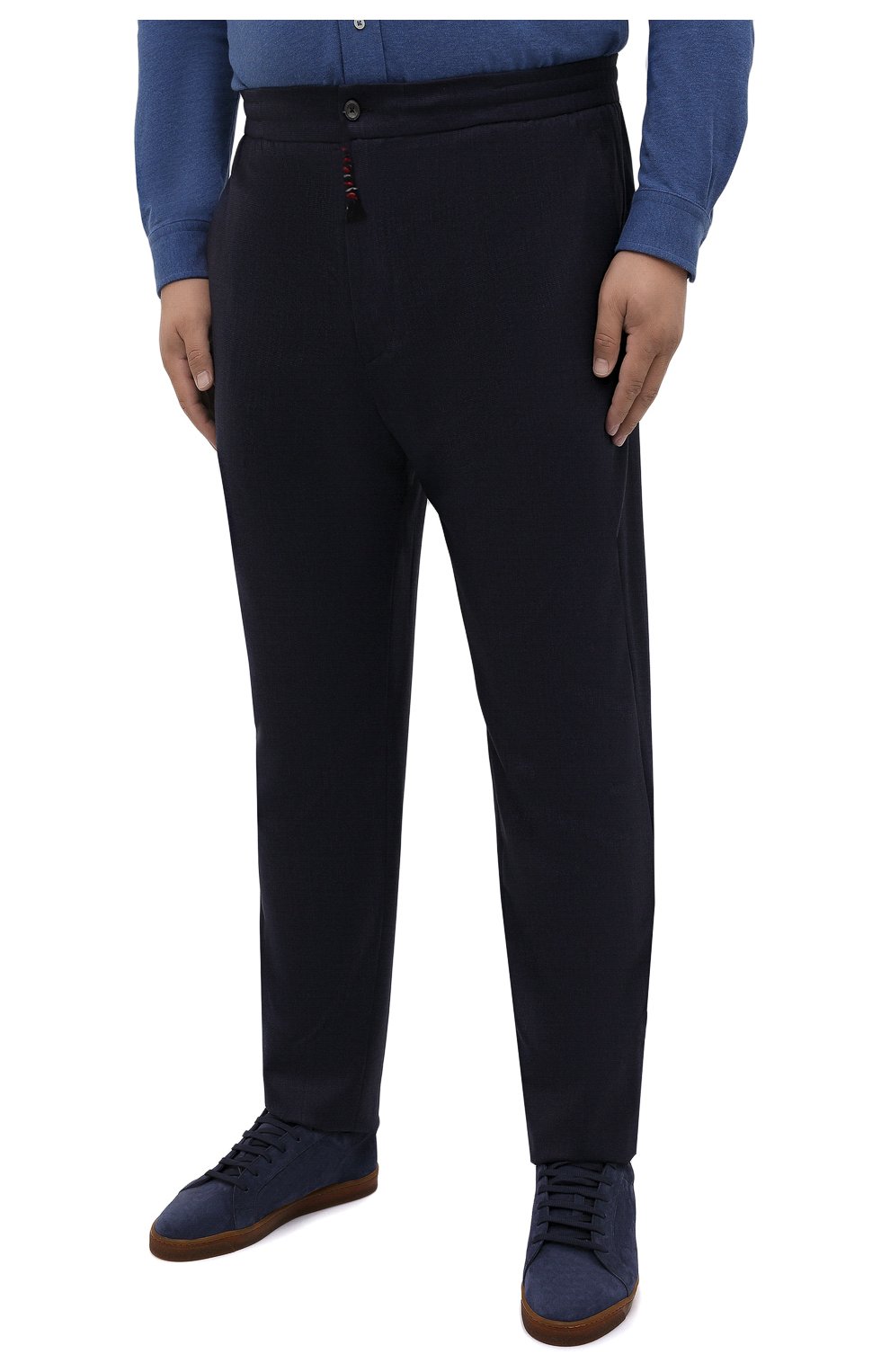 Мужские шерстяные брюки MARCO PESCAROLO темно-синего цвета, арт. CHIAIAM/ZIP+SFILA/4414 | Фото 3 (Big sizes: Big Sizes; Материал внешний: Шерсть; Длина (брюки, джинсы): Стандартные; Случай: Повседневный; Стили: Кэжуэл)
