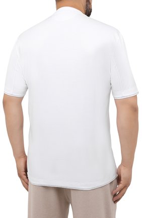 Мужская хлопковая футболка BRUNELLO CUCINELLI белого цвета, арт. M0T717427W | Фото 4 (Big sizes: Big Sizes; Принт: Без принта; Рукава: Короткие; Длина (для топов): Удлиненные; Материал внешний: Хлопок; Стили: Кэжуэл)