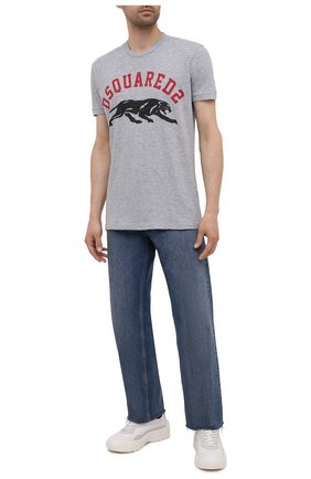 Мужская футболка из хлопка и вискозы DSQUARED2 серого цвета по цене 17950 руб., арт. S74GD0864/S22146 | Фото 2 Мужская футболка из хлопка и вискозы DSQUARED2 серого цвета, арт. S74GD0864/S22146 | Фото 2