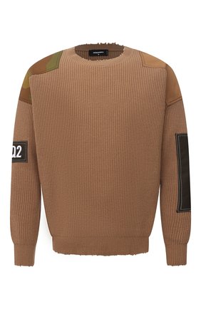 Мужской свитер из шерсти и кашемира DSQUARED2 светло-коричневого цвета по цене 65450 руб., арт. S74HA1177/S17787 | Фото 1 Мужской свитер из шерсти и кашемира DSQUARED2 светло-коричневого цвета, арт. S74HA1177/S17787 | Фото 1 (Рукава: Длинные; Длина (для топов): Стандартные; Материал внешний: Шерсть; Принт: Без принта)
