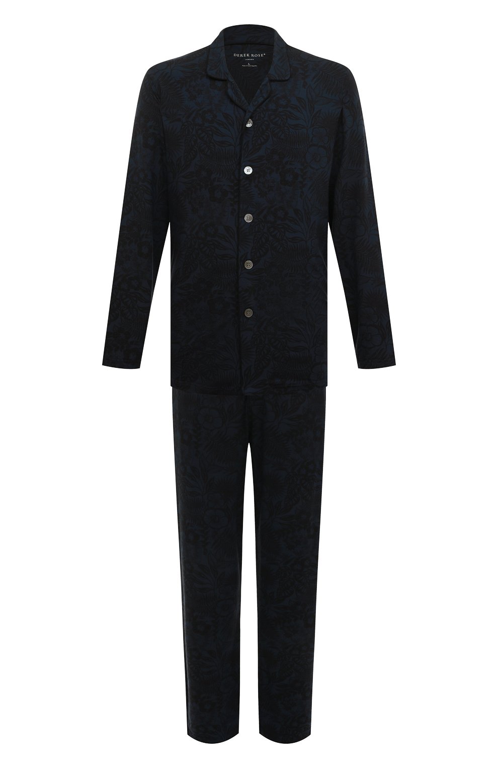 Мужская пижама DEREK ROSE темно-синего цвета, арт. 4070-L0ND003 | Фото 1 (Рукава: Длинные; Длина (брюки, джинсы): Стандартные; Кросс-КТ: домашняя одежда; Материал внешний: Синтетический материал; Длина (для топов): Стандартные)