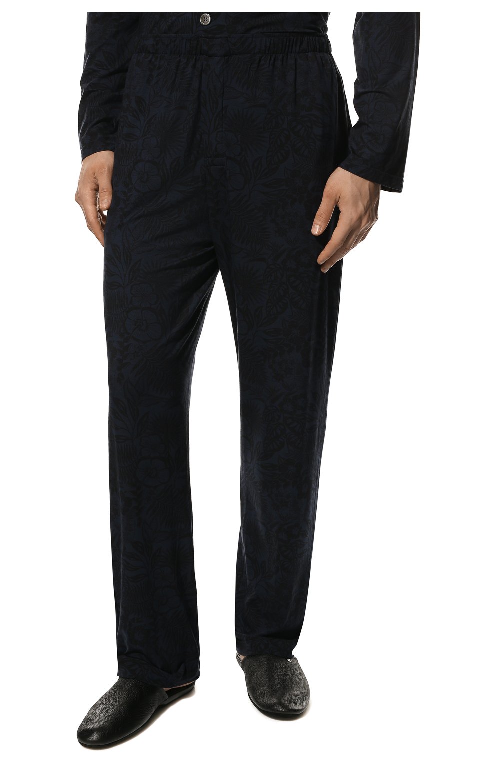 Мужская пижама DEREK ROSE темно-синего цвета, арт. 4070-L0ND003 | Фото 5 (Рукава: Длинные; Длина (брюки, джинсы): Стандартные; Кросс-КТ: домашняя одежда; Материал внешний: Синтетический материал; Длина (для топов): Стандартные)