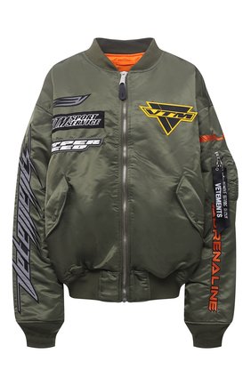 Женский утепленный бомбер VETEMENTS хаки цвета по цене 209500 руб., арт. UA52JA700G 1307/W | Фото 1 Женский утепленный бомбер VETEMENTS хаки цвета, арт. UA52JA700G 1307/W | Фото 1