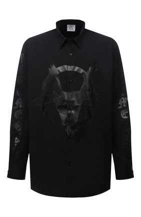 Мужская хлопковая рубашка VETEMENTS черного цвета по цене 73950 руб., арт. UA52SH550B 1005/M | Фото 1 Мужская хлопковая рубашка VETEMENTS черного цвета, арт. UA52SH550B 1005/M | Фото 1