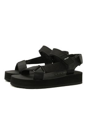 Женские текстильные сандалии PRADA черного цвета по цене 45500 руб., арт. 1X363L-2OGD-F0002-D040 | Фото 1 Женские текстильные сандалии PRADA черного цвета, арт. 1X363L-2OGD-F0002-D040 | Фото 1