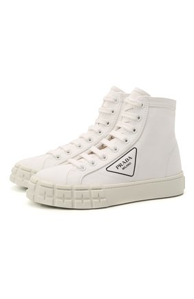 Женские текстильные кеды wheel PRADA белого цвета по цене 65000 руб., арт. 1T941L-GUD-F0009-035 | Фото 1 Женские текстильные кеды wheel PRADA белого цвета, арт. 1T941L-GUD-F0009-035 | Фото 1