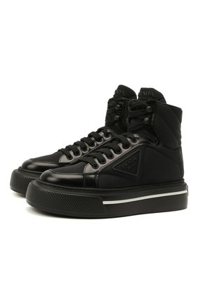 Женские текстильные кеды macro PRADA черного цвета по цене 75000 руб., арт. 1T642M-3LF5-F0632-B045 | Фото 1 Женские текстильные кеды macro PRADA черного цвета, арт. 1T642M-3LF5-F0632-B045 | Фото 1