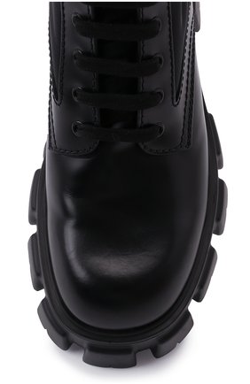 Мужские комбинированные ботинки monolith PRADA черного цвета, арт. 2UE007-3LFR-F0002-D002 | Фото 6 (Материал внешний: Кожа; Мужское Кросс-КТ: Ботинки-обувь, Байкеры-обувь; Материал утеплителя: Без утеплителя)