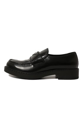 Мужские кожаные лоферы  PRADA черного цвета, арт. 2DE127-055-F0002 | Фото 4 (Материал внешний: Кожа; Мужское Кросс-КТ: Лоферы-обувь; Стили: Кэжуэл)