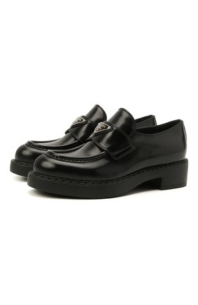 Женские кожаные лоферы chocolate PRADA черного цвета по цене 71000 руб., арт. 1D246M-055-F0002 | Фото 1 Женские кожаные лоферы chocolate PRADA черного цвета, арт. 1D246M-055-F0002 | Фото 1