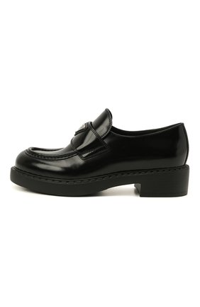 Женские кожаные лоферы chocolate PRADA черного цвета по цене 71000 руб., арт. 1D246M-055-F0002 | Фото 2 Женские кожаные лоферы chocolate PRADA черного цвета, арт. 1D246M-055-F0002 | Фото 2