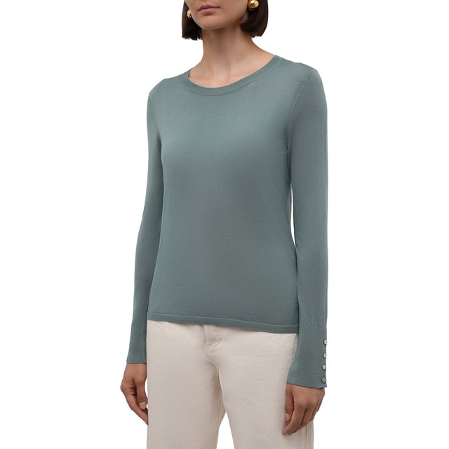 Шерстяной пуловер BOSS 50376532, цвет зелёный, размер 44 - фото 3
