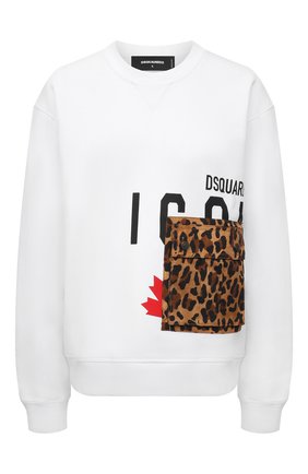 Женский хлопковый свитшот DSQUARED2 белого цвета по цене 39950 руб., арт. S80GU0049/S25042 | Фото 1 Женский хлопковый свитшот DSQUARED2 белого цвета, арт. S80GU0049/S25042 | Фото 1