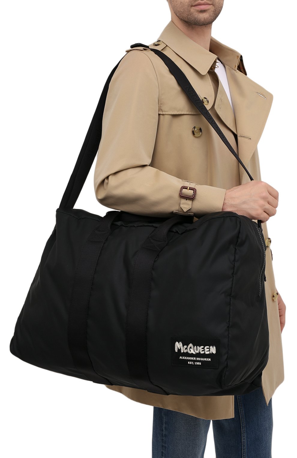 Мужская текстильная спортивная сумка ALEXANDER MCQUEEN черного цвета, арт. 662867/1AABY | Фото 5 (Ремень/цепочка: На ремешке; Материал: Текстиль; Размер: large)