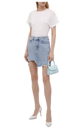 Женская джинсовая юбка 7 FOR ALL MANKIND голубого цвета по цене 13400 руб., арт. JSSKB750L0 | Фото 2 Женская джинсовая юбка 7 FOR ALL MANKIND голубого цвета, арт. JSSKB750L0 | Фото 2
